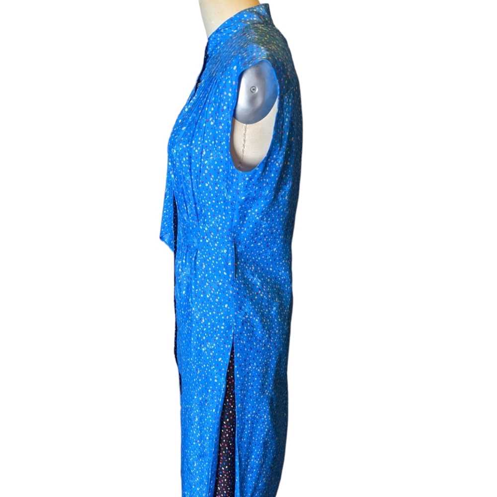 Coach Silk Dot Sleeveless A-Line Midi Dress Blue Women's Size 6 - Picture 3 of 8